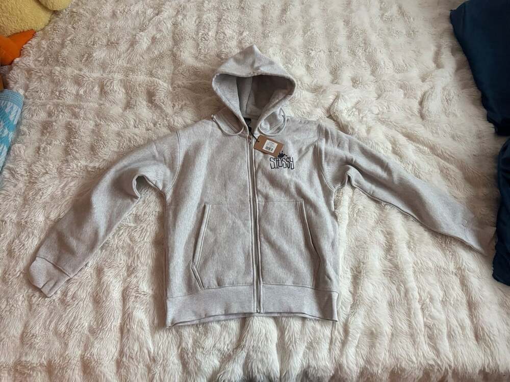 Stussy Basic Stussy Zip Hood Size Medium Ash Heather Zip-Up Hoodie